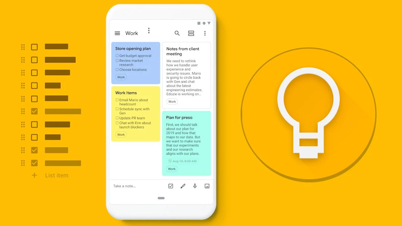 google keep ekran görüntüsü