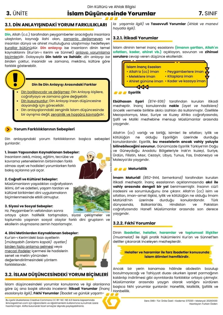 PEY0703 – İslam Düşüncesinde Yorumlar